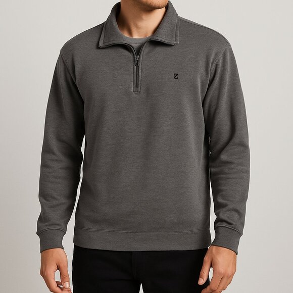 IZOD Gray Quarter-Zip Pullover Sweatshirt - Picture 1 of 5